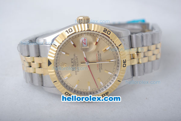 Rolex Datejust Oyster Perpetual Automatic with Gold Dial and Gold Bezel-Small Calendar - Click Image to Close